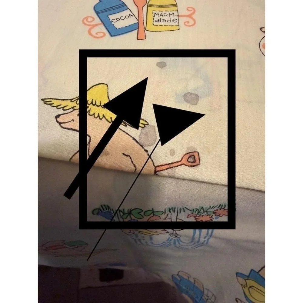 Vintage 1976 Eden Paddington Bear Pillowcase Yellow Graphic Print Kids Bedding‎